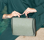 Lieblingstasche Toiletbag XL travel toiletry bag in olive green polyester with a top handle and zip closure