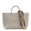 Lieblingstasche Tote L beige canvas bag with embroidered logo and leopard print scarf accessory
