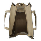 Lieblingstasche Tote L in beige leather with a top zip closure and two carry handles, top-down view