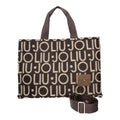 Lieblingstasche Tote Logo Allover L bag in brown and beige with repeating Liu Jo logo pattern and shoulder strap