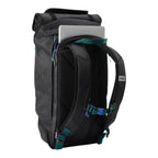 Lieblingstasche Trip Pack black backpack with laptop compartment, padded shoulder straps, and teal accents