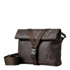 Lieblingstasche Tsu dark brown roll-top crossbody bag with adjustable strap and buckle closure