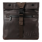 Lieblingstasche Tsu dark brown leather crossbody bag with a front zipper pocket and adjustable buckle strap