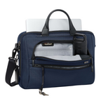 Lieblingstasche Tumi Alpha navy blue 15-inch expandable briefcase with laptop and water bottle in open front pocket
