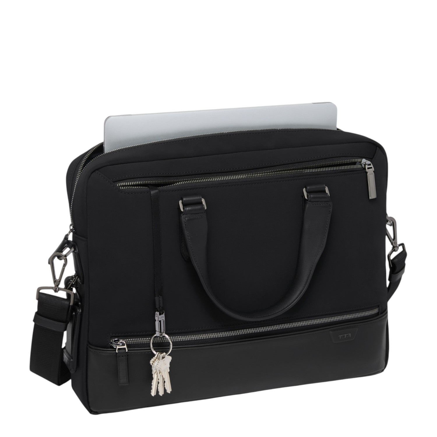 Lieblingstasche Tumi Harrison Avondale black nylon top zip briefcase with laptop inside and silver hardware