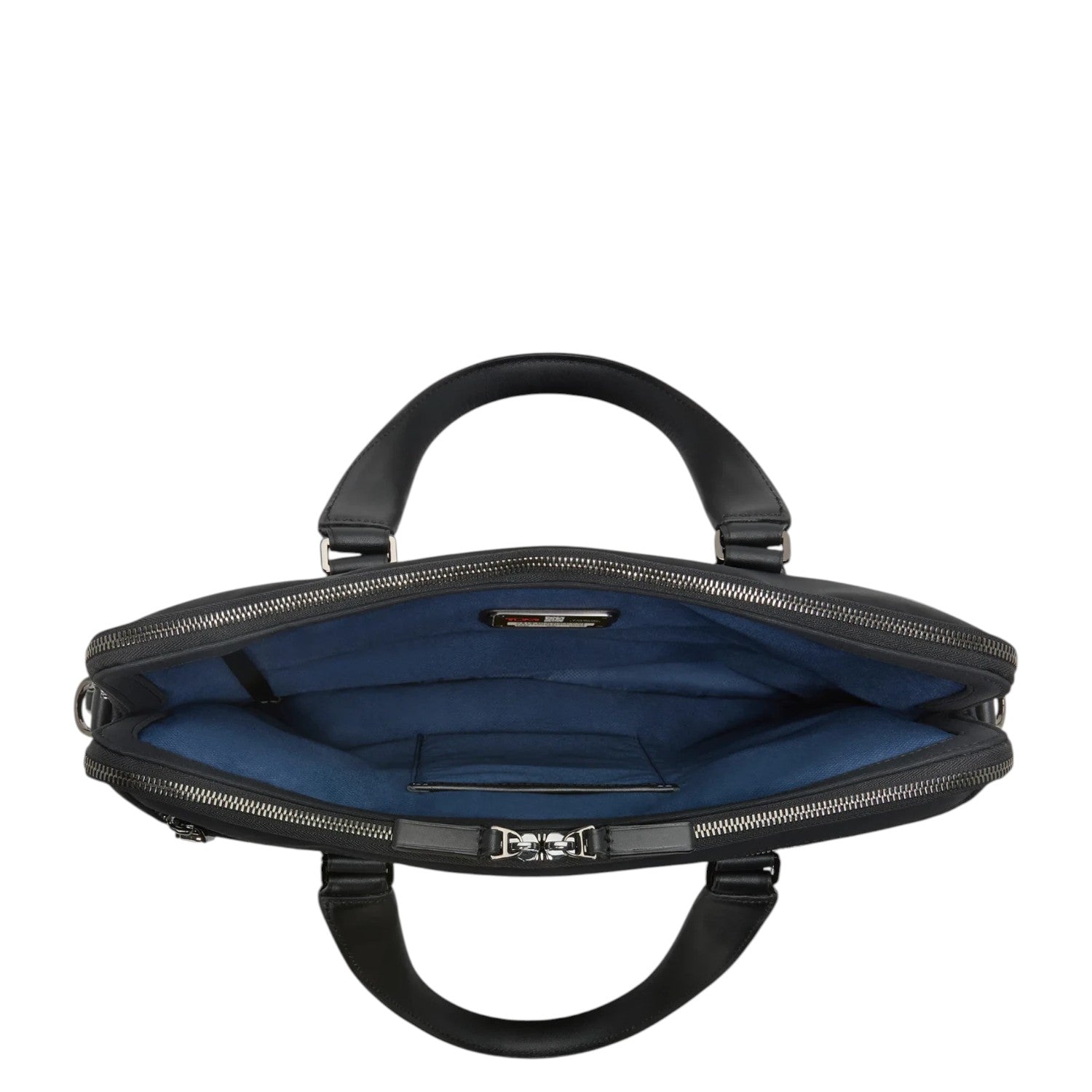 Lieblingstasche Tumi Harrison Sycamore slim brief in black with a vibrant blue interior lining and top handles