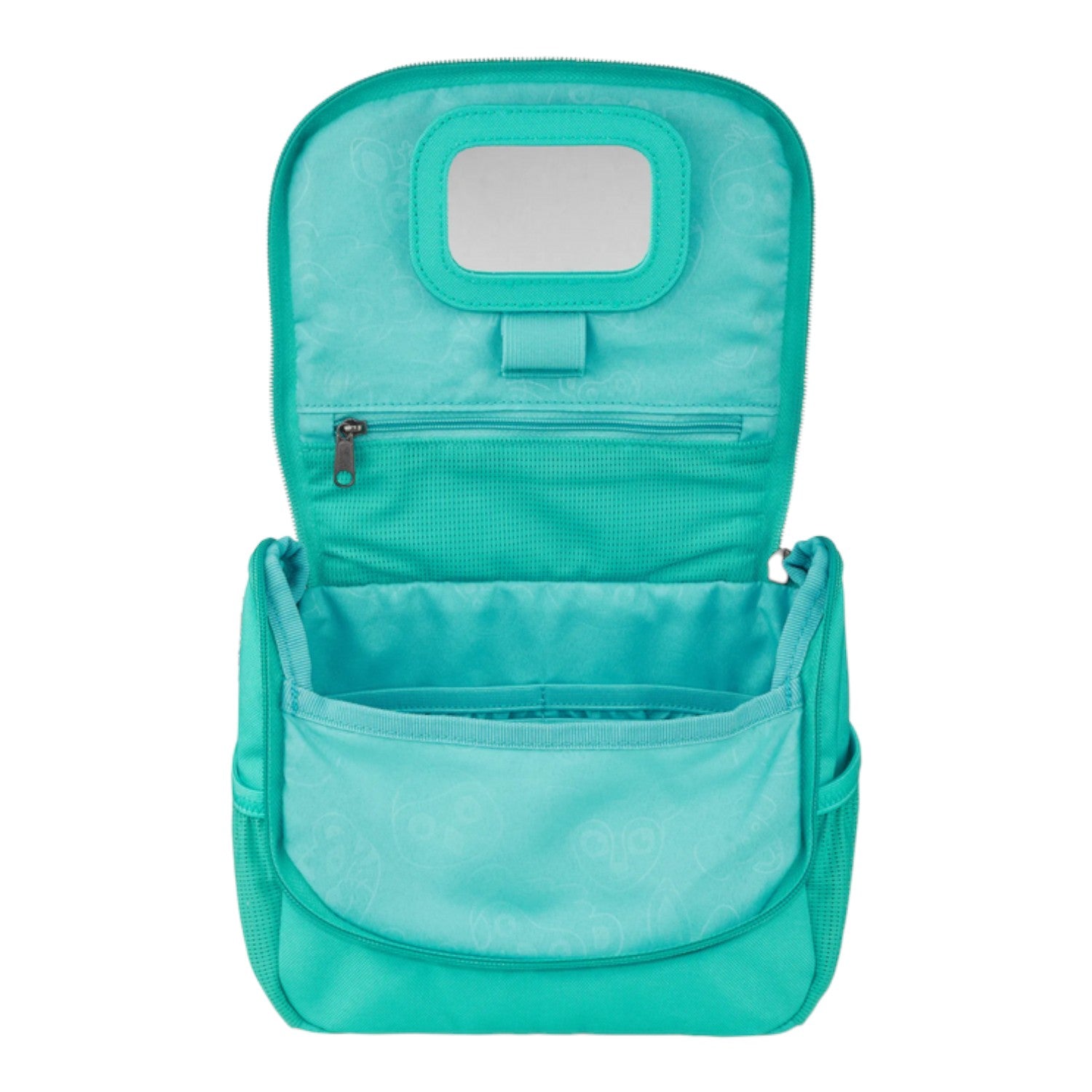 Lieblingstasche turquoise hanging toiletry bag with interior mirror and mesh pockets for travel organization