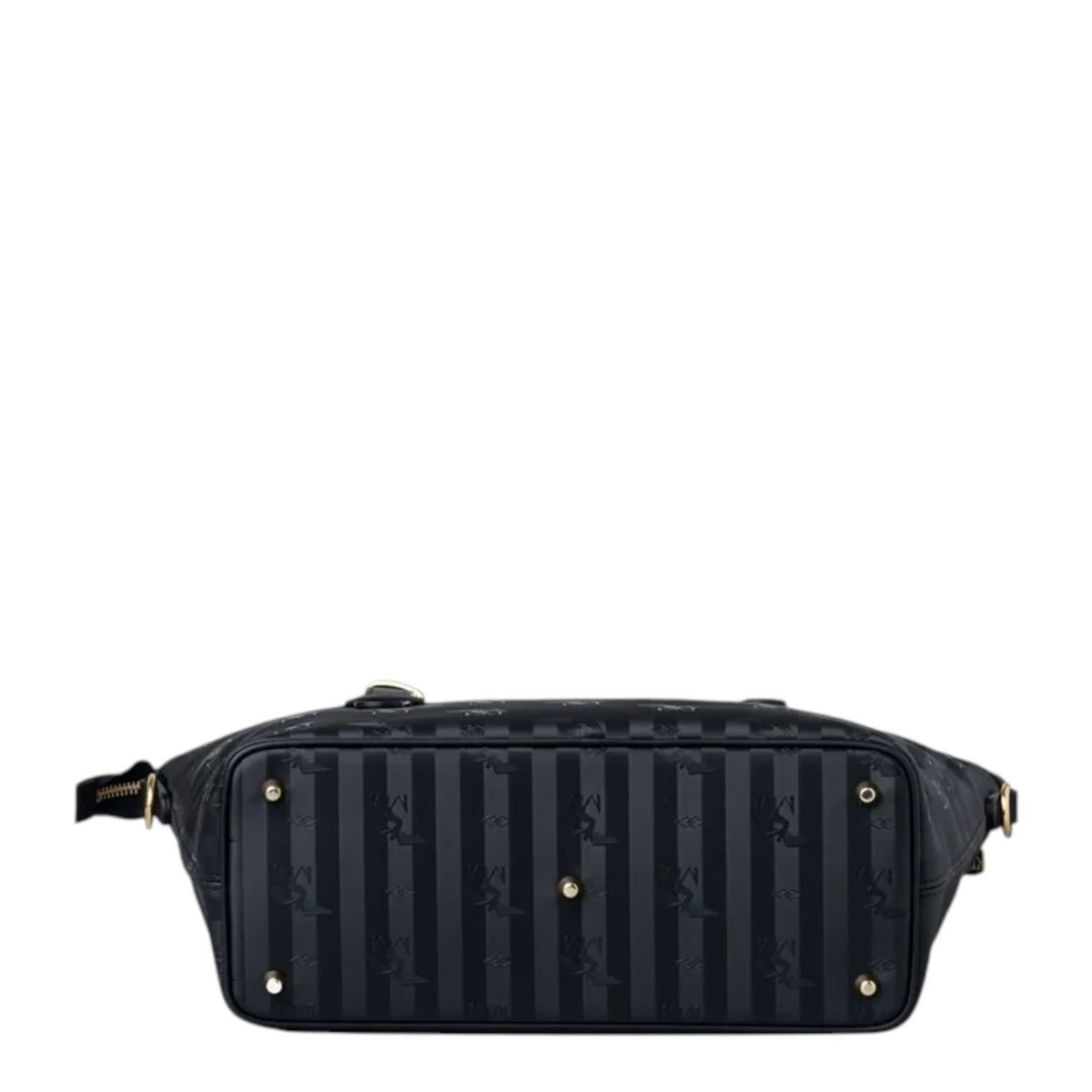 Lieblingstasche Vallon small shopper bag in black with a striped pattern and gold-tone protective base studs