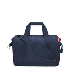 Lieblingstasche Allrounder M travel bag in dark blue heathered fabric with sturdy handles and shoulder strap