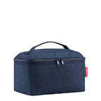 Lieblingstasche navy blue fabric beautycase with a top handle and double zipper closure for travel organization