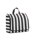 Lieblingstasche Toiletbag XL in black and white vertical stripes with a convenient top carry handle