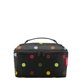 Lieblingstasche beautycase in black with a colourful polka dot pattern, featuring a top handle and zip closure.
