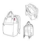 Lieblingstasche Allrounder R insulated backpack and tote bag line art illustration showing front, back, and interior