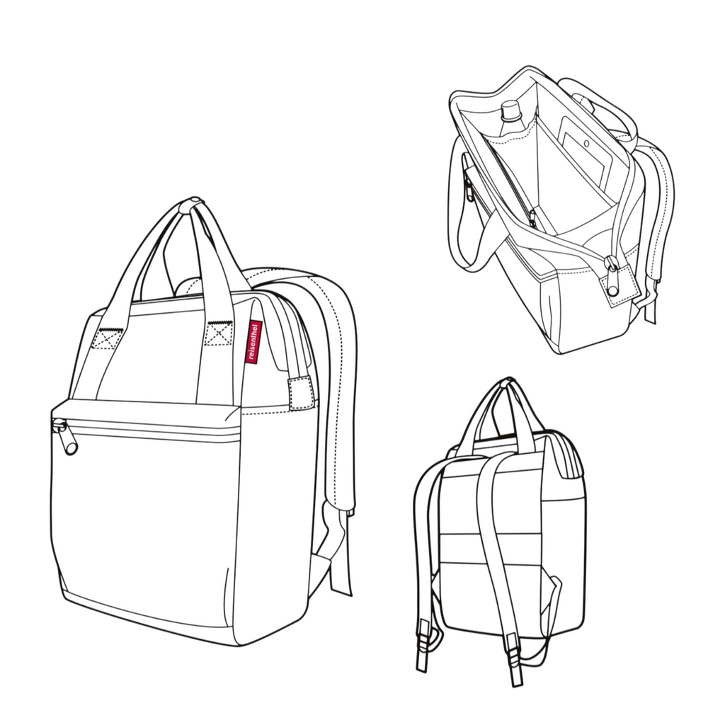 Lieblingstasche Allrounder R insulated backpack and tote bag with zipper opening and adjustable straps in line art
