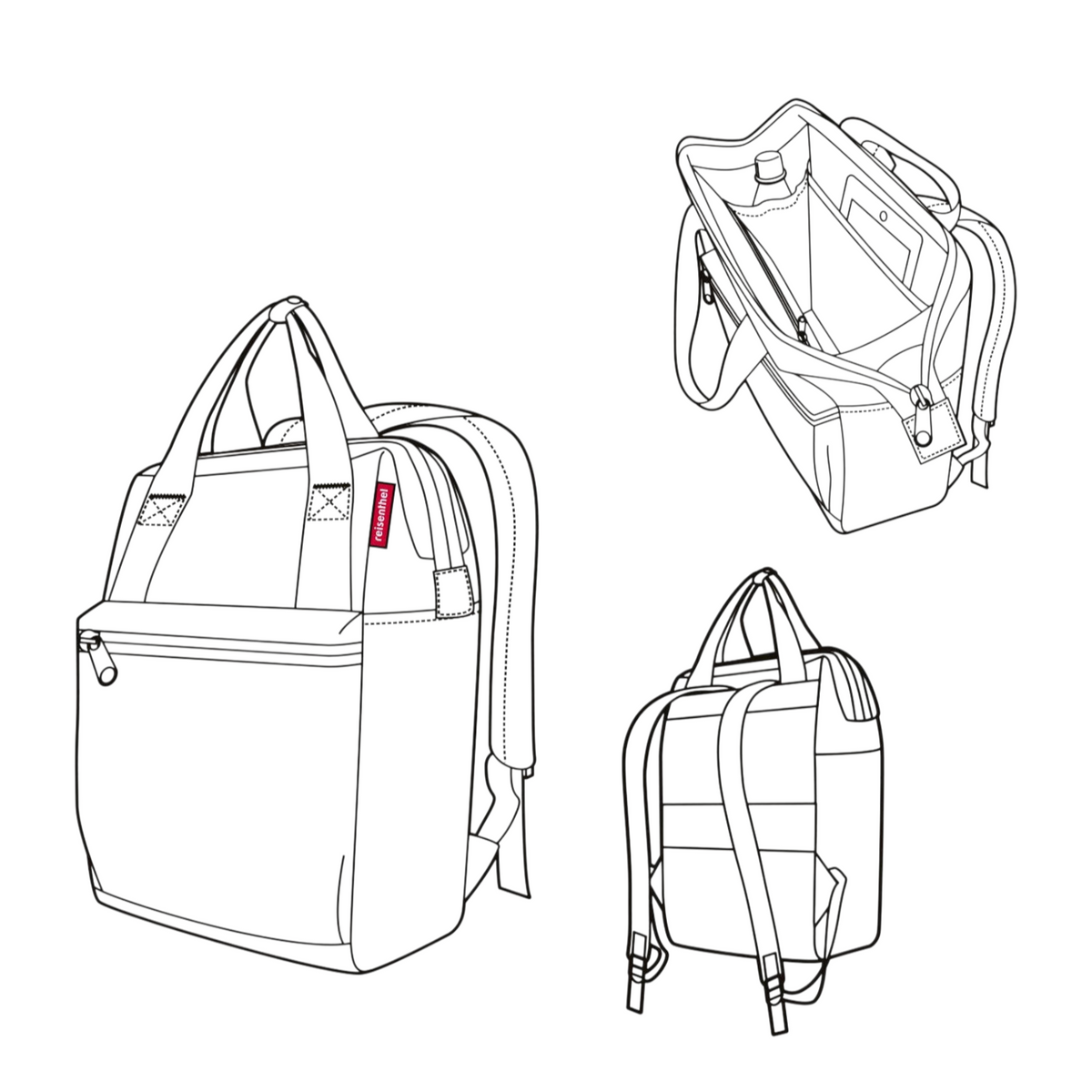 Lieblingstasche Allrounder R insulated backpack and tote bag with zipper opening and adjustable straps in line art