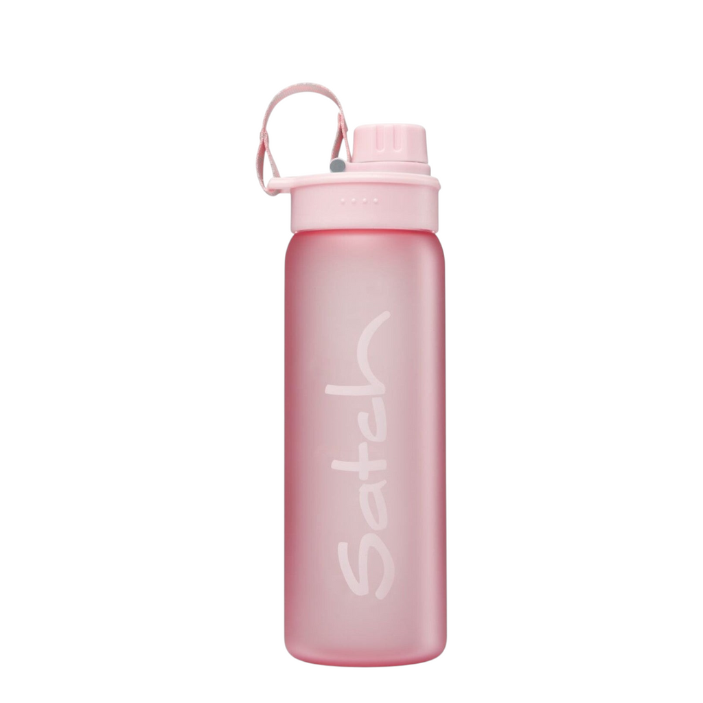 Lieblingstasche Satch pink sports water bottle with leak-proof lid and carrying loop, BPA-free and dishwasher safe.