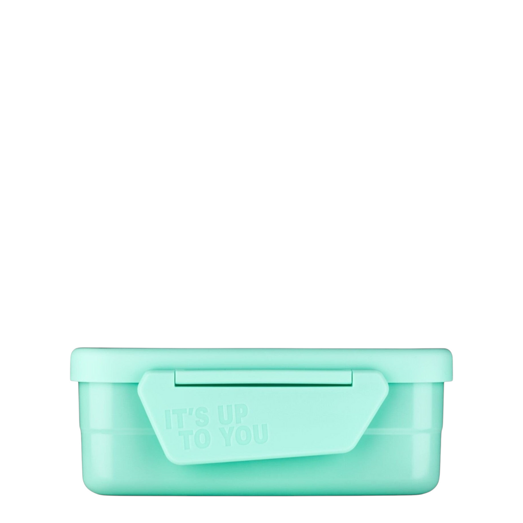 Lieblingstasche mint green stainless steel lunch box with It's Up To You embossed on the secure locking lid