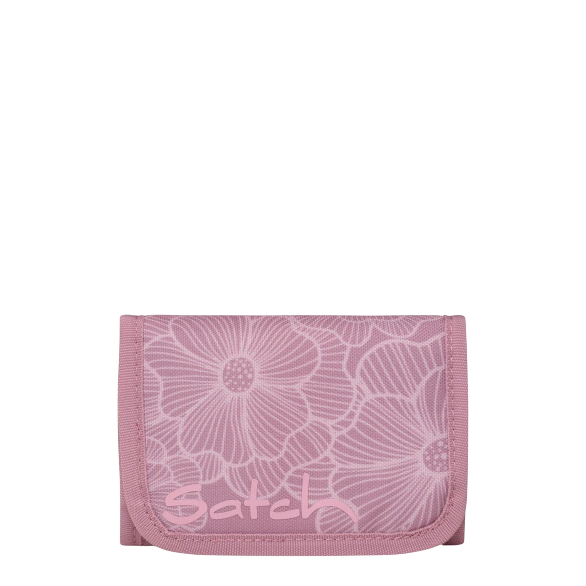 Lieblingstasche pink floral patterned wallet with Satch branding and practical compartments for coins and bills