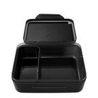 Lieblingstasche Satch black plastic lunch box with a removable divider for organized snack storage