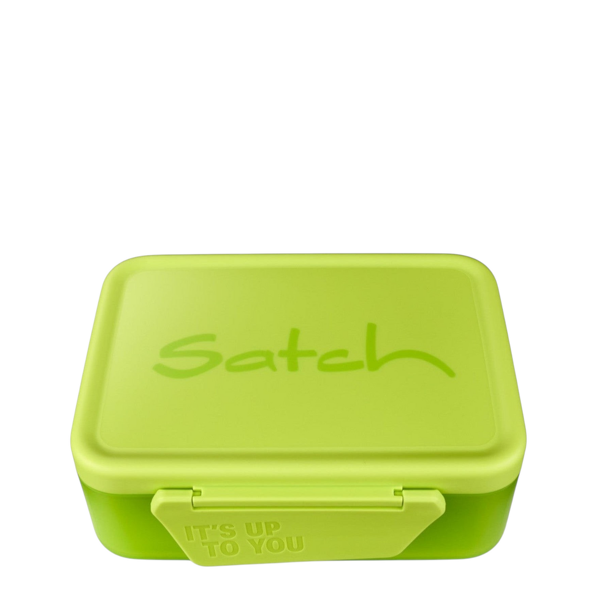 Lieblingstasche Satch lime green plastic lunch box with a secure clip closure and removable divider