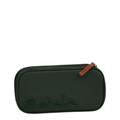 Lieblingstasche Satch pencil case in dark green recycled PET material with a brown leather zipper pull