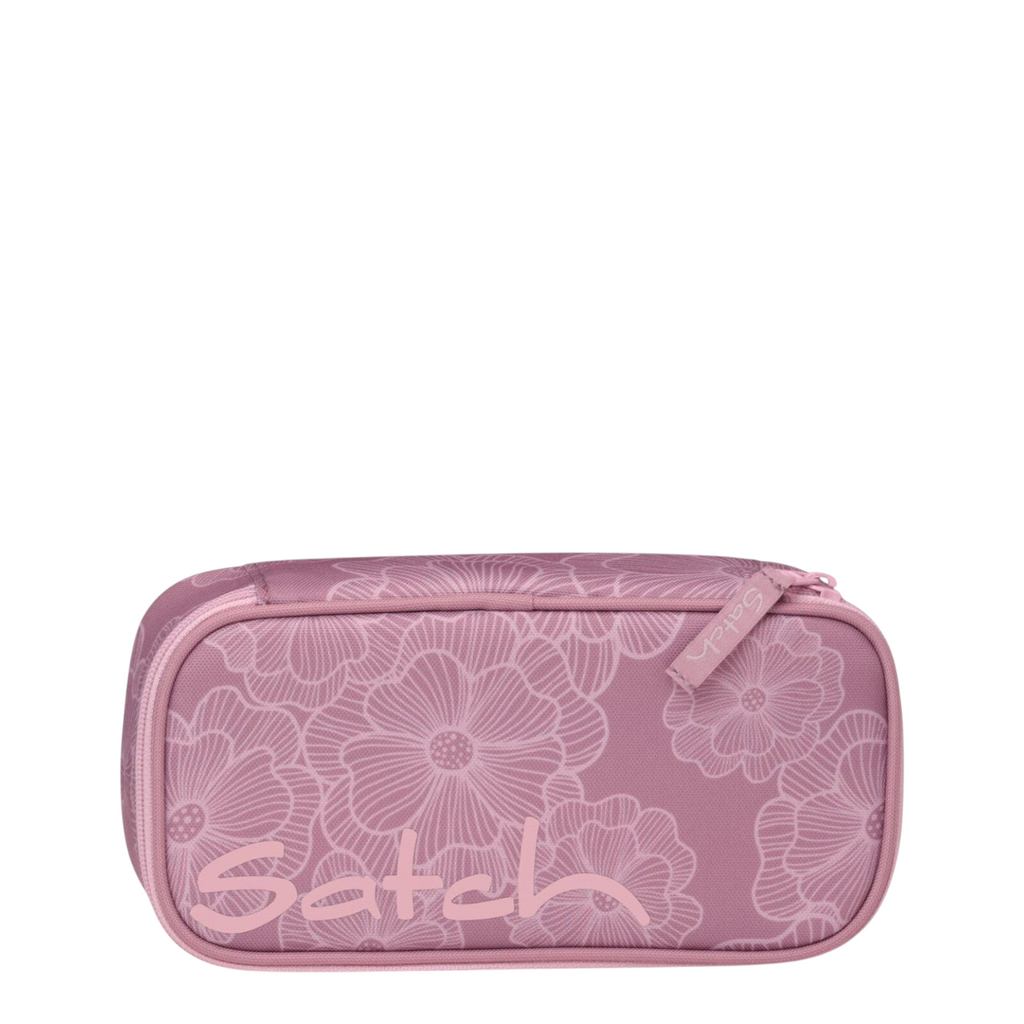 Lieblingstasche Satch Schlamperbox pencil case in dusty pink with white floral pattern and zipper closure