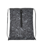 Lieblingstasche Satch drawstring sports bag in grey with black graffiti print and adjustable buckle strap