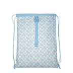 Lieblingstasche Satch drawstring sports bag in light blue and white checkered pattern with floral print