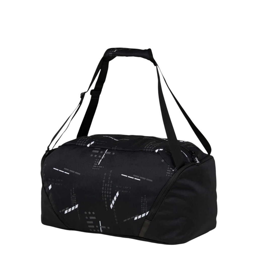 Lieblingstasche satch reflective black sports bag with digital pattern, separate shoe compartment and carry straps.