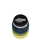 Lieblingstasche Satch insulated food container in blue and yellow with integrated spork on the lid