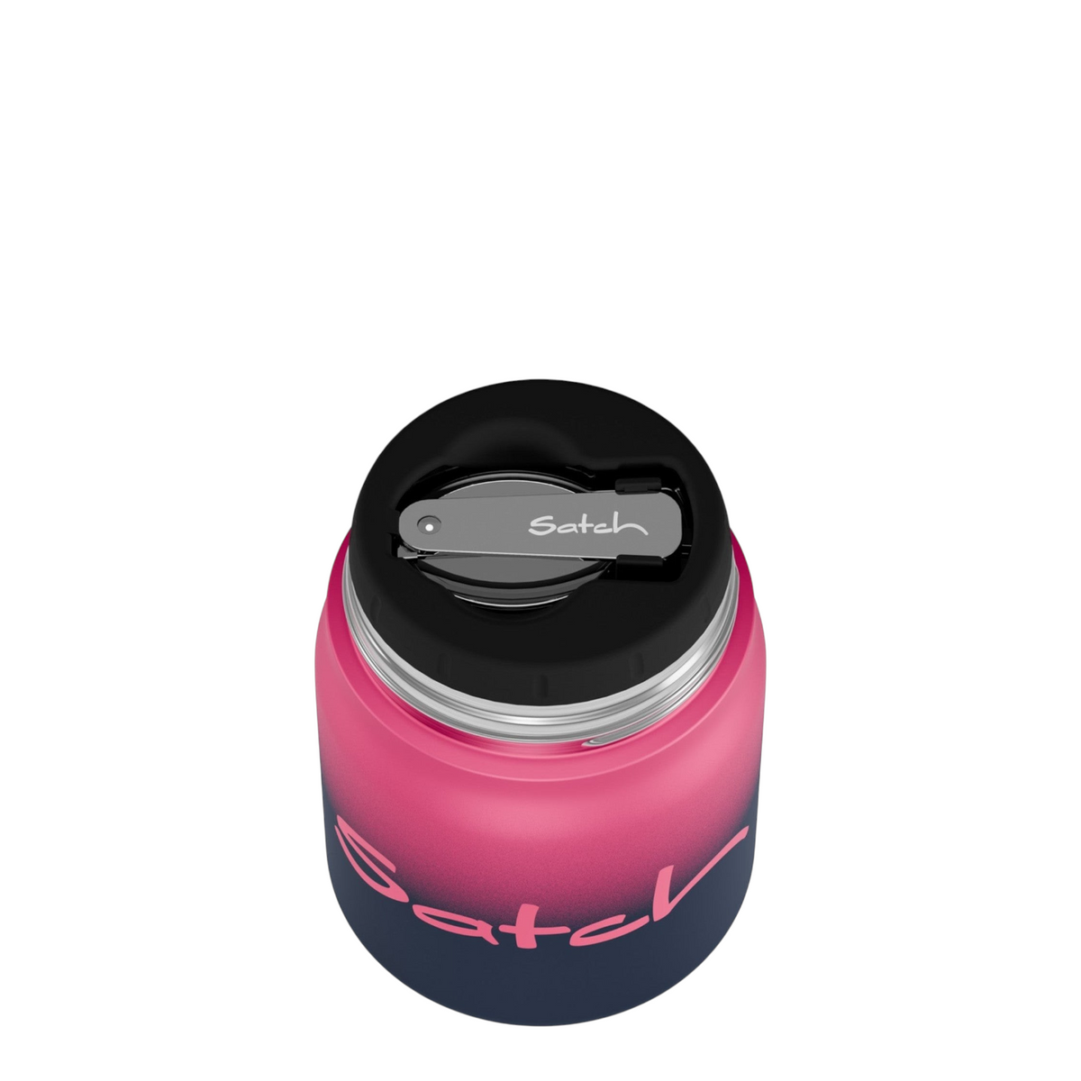 Lieblingstasche Satch insulated food jar in pink and dark blue gradient with integrated spork on the lid
