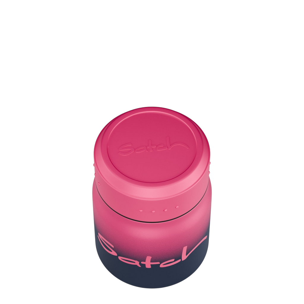 Lieblingstasche Satch insulated food container in pink and dark blue with a leak-proof lid and embossed logo