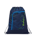Lieblingstasche Satch drawstring sports bag in navy blue with green geometric patterns and a front zip pocket
